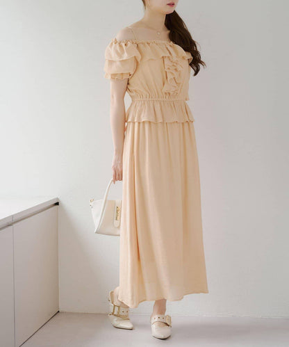 2WAY荷葉邊短裙連衣裙