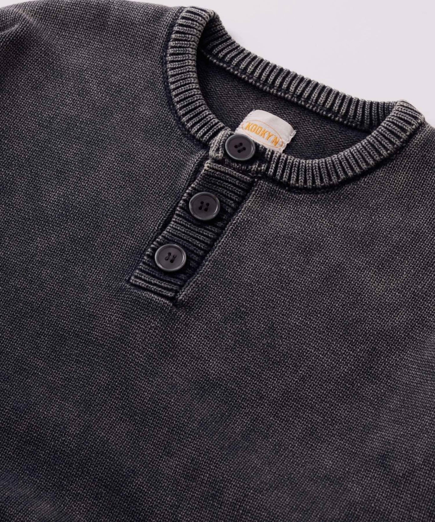 【KOOKY'N】水洗做舊亨利領針織衫