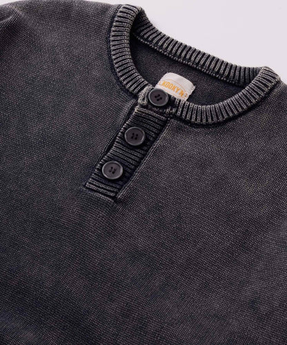 【KOOKY'N】水洗做舊亨利領針織衫