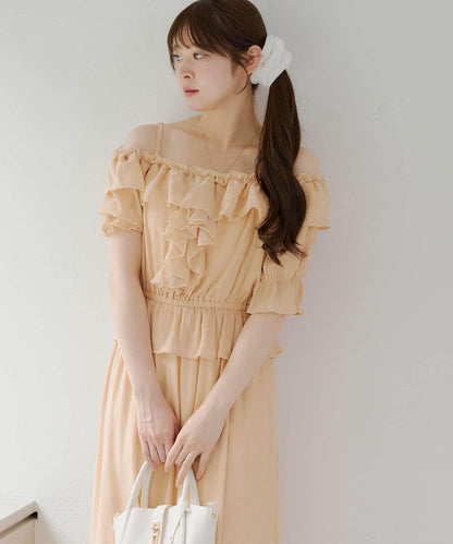 2WAY荷葉邊短裙連衣裙