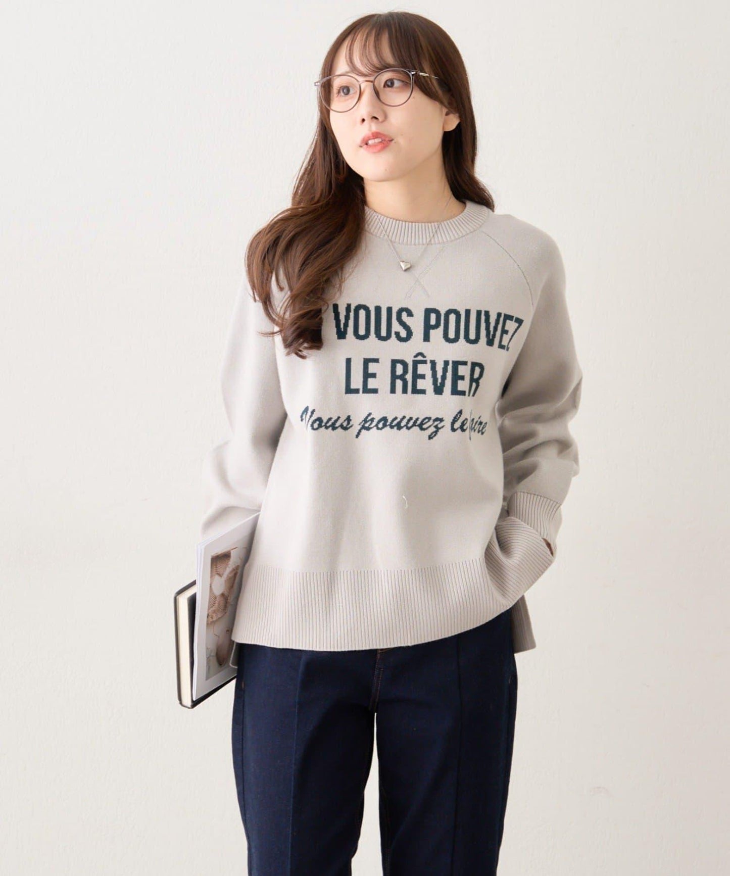 拼色LOGO衛衣風針織套頭衫