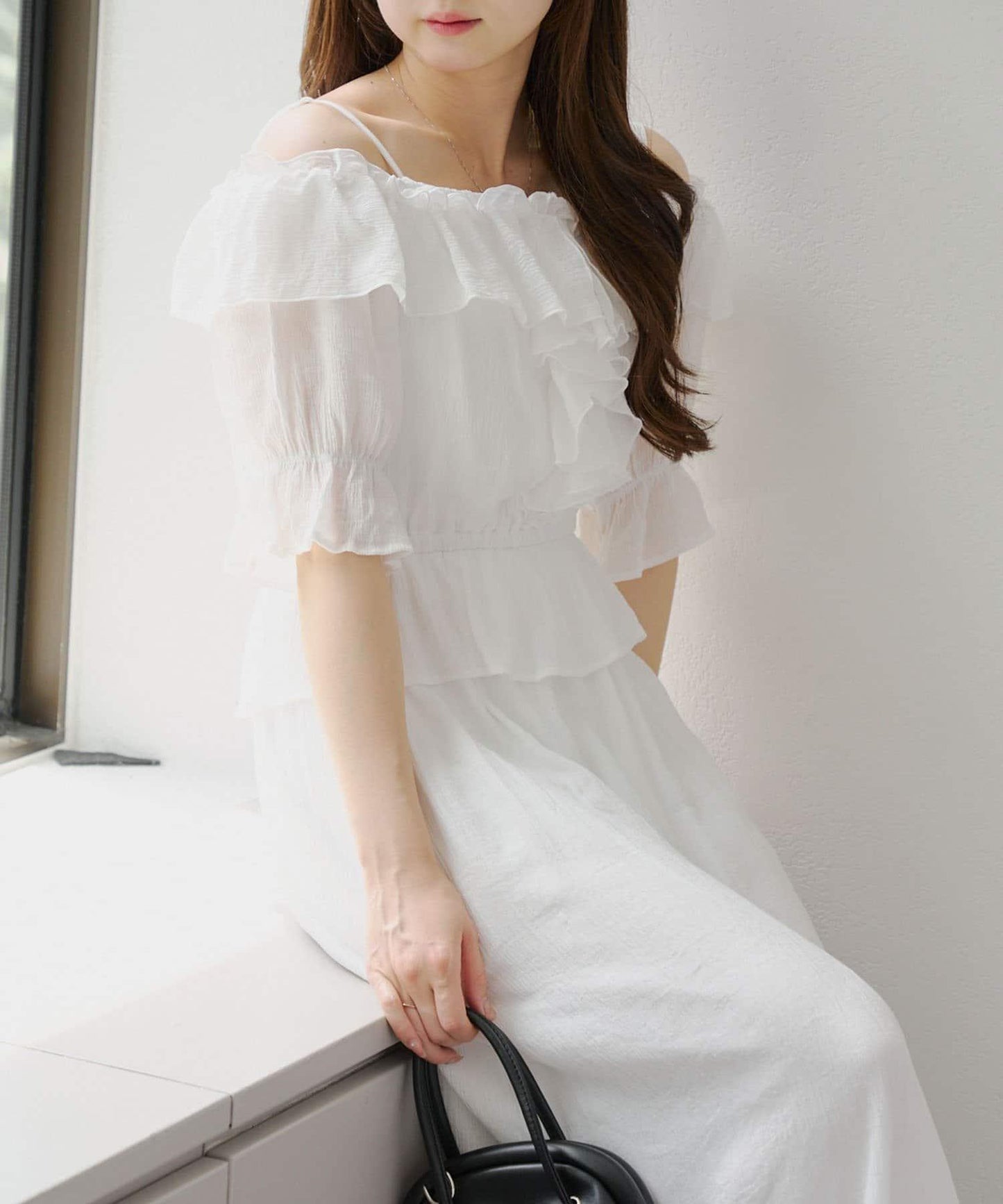 2WAY荷葉邊短裙連衣裙