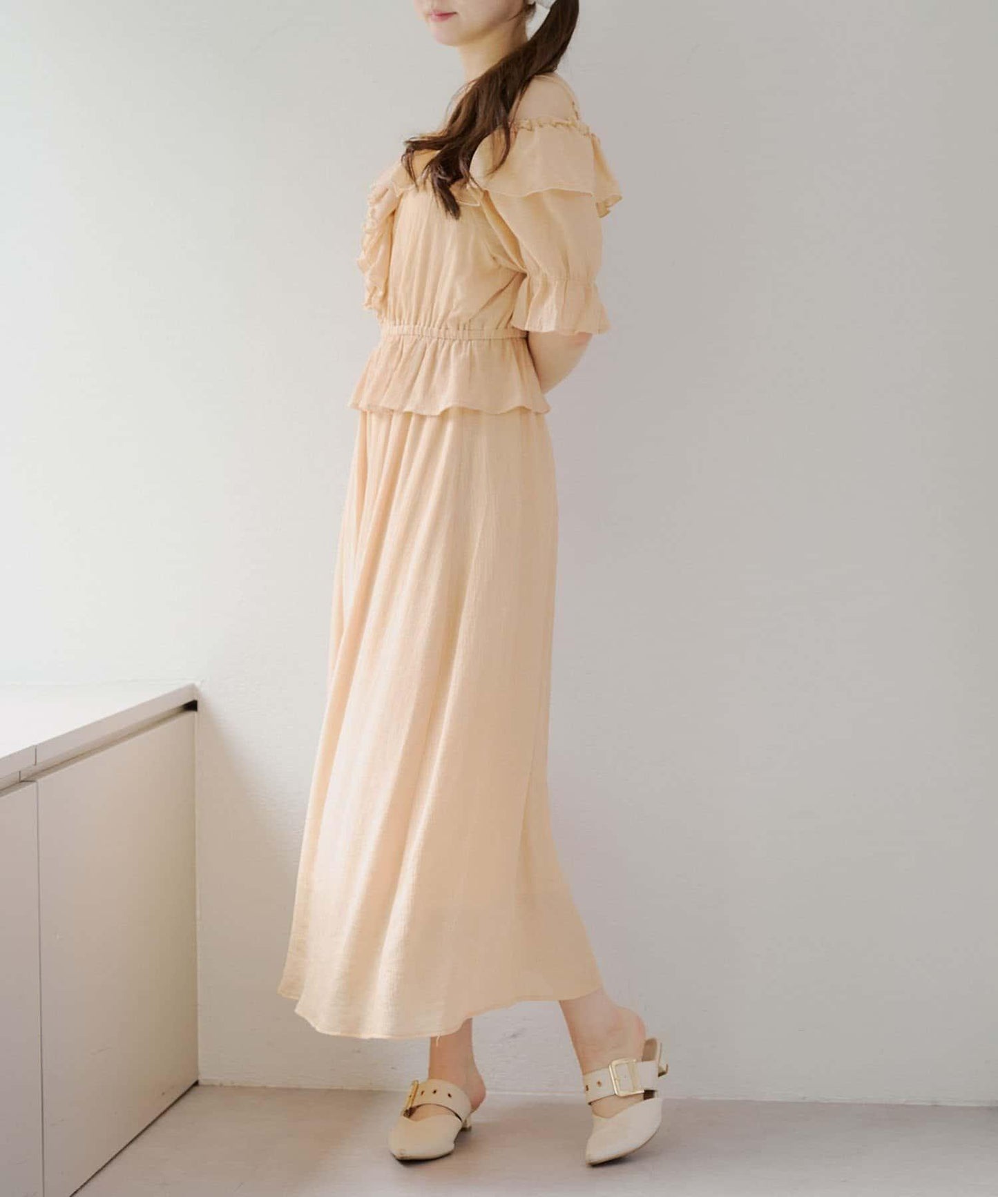 2WAY荷葉邊短裙連衣裙