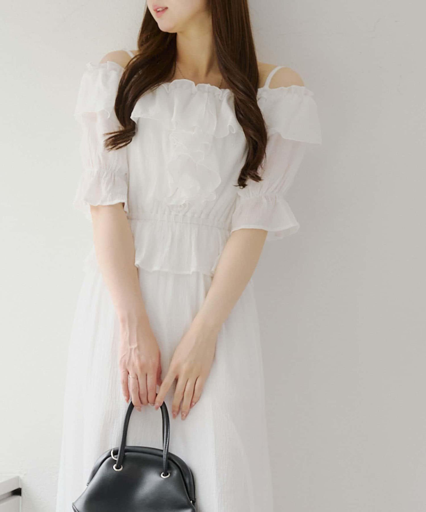 2WAY荷葉邊短裙連衣裙