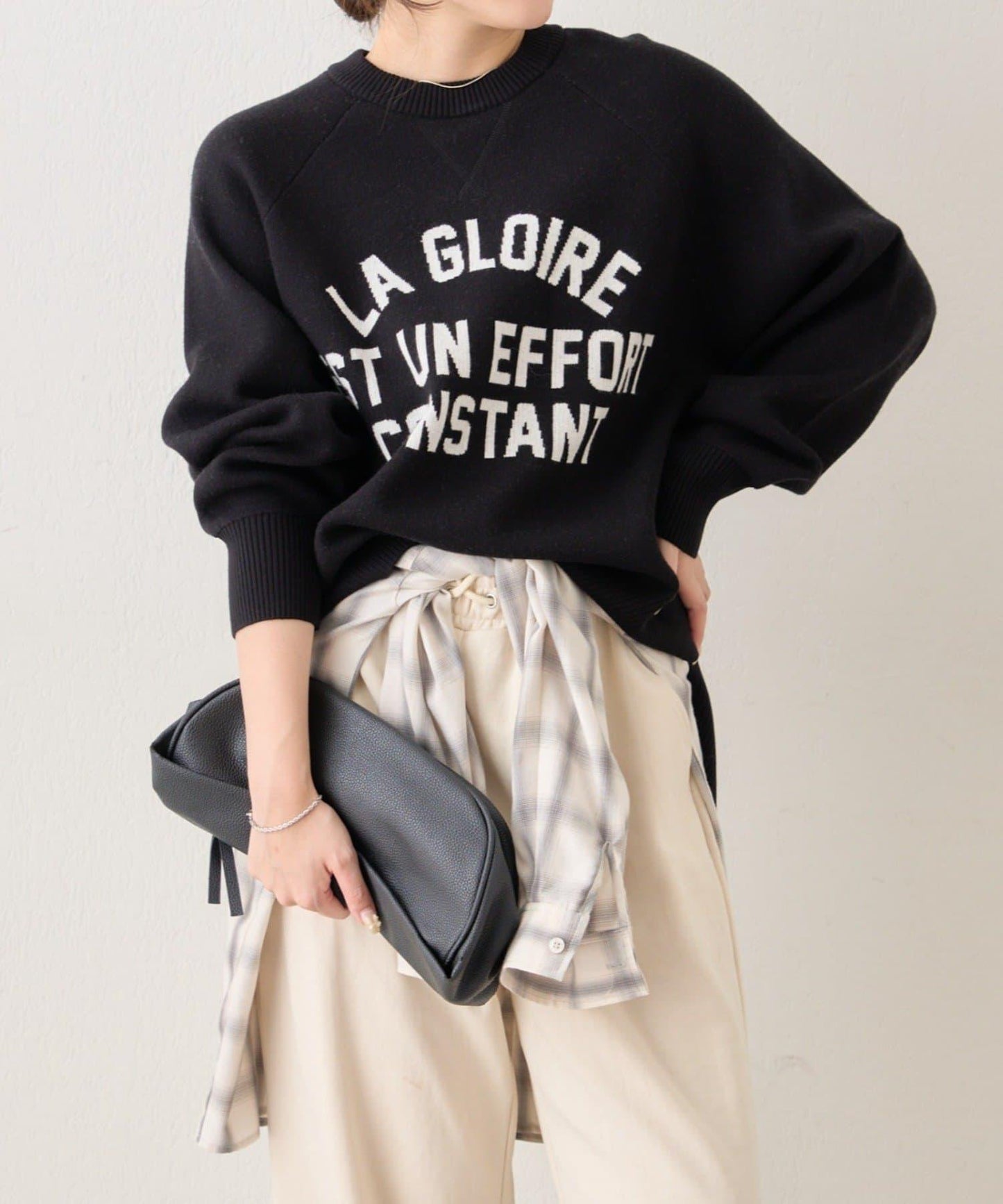 拼色LOGO衛衣風針織套頭衫