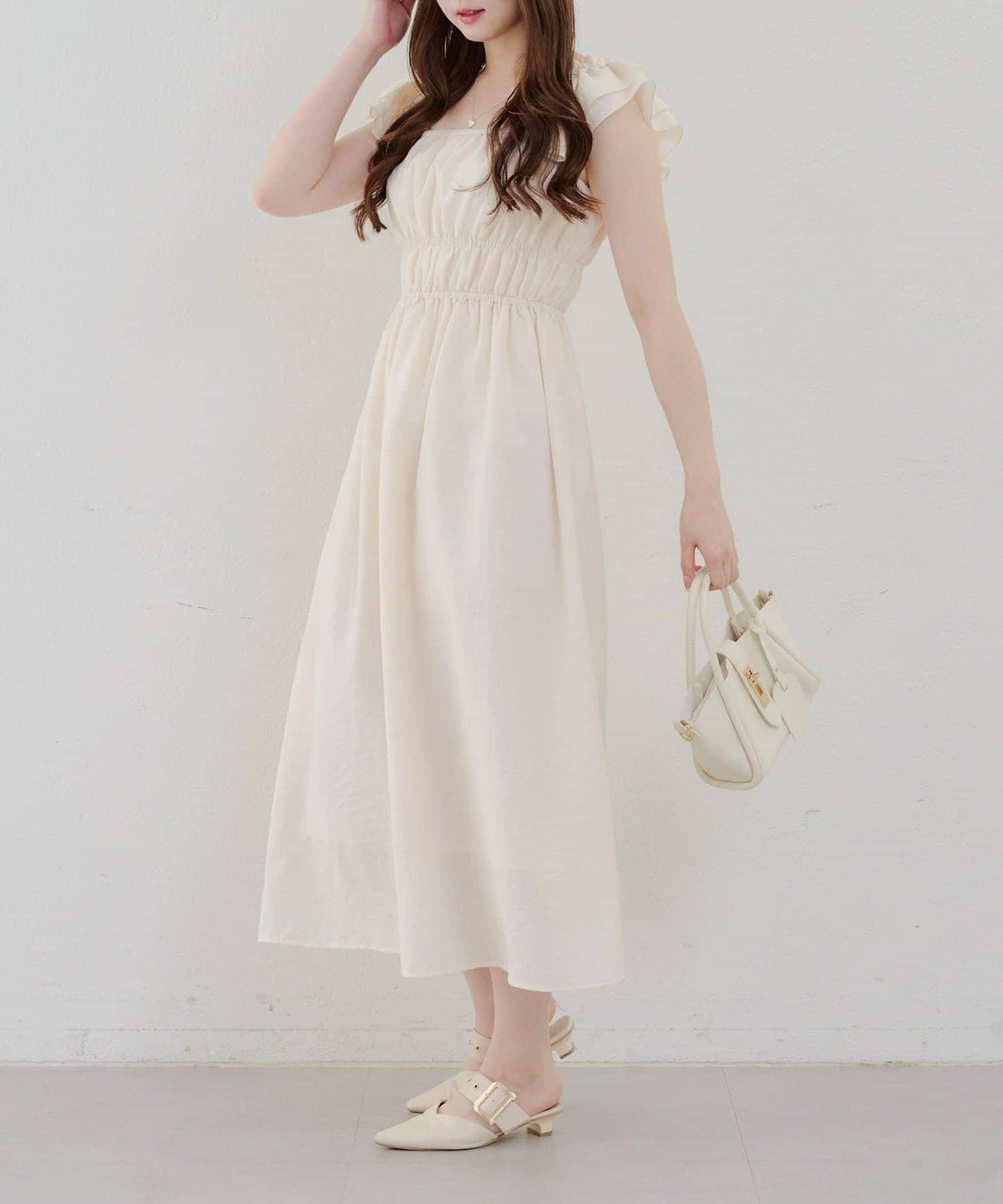 【RMAF】褶皺荷葉邊收腰連衣裙