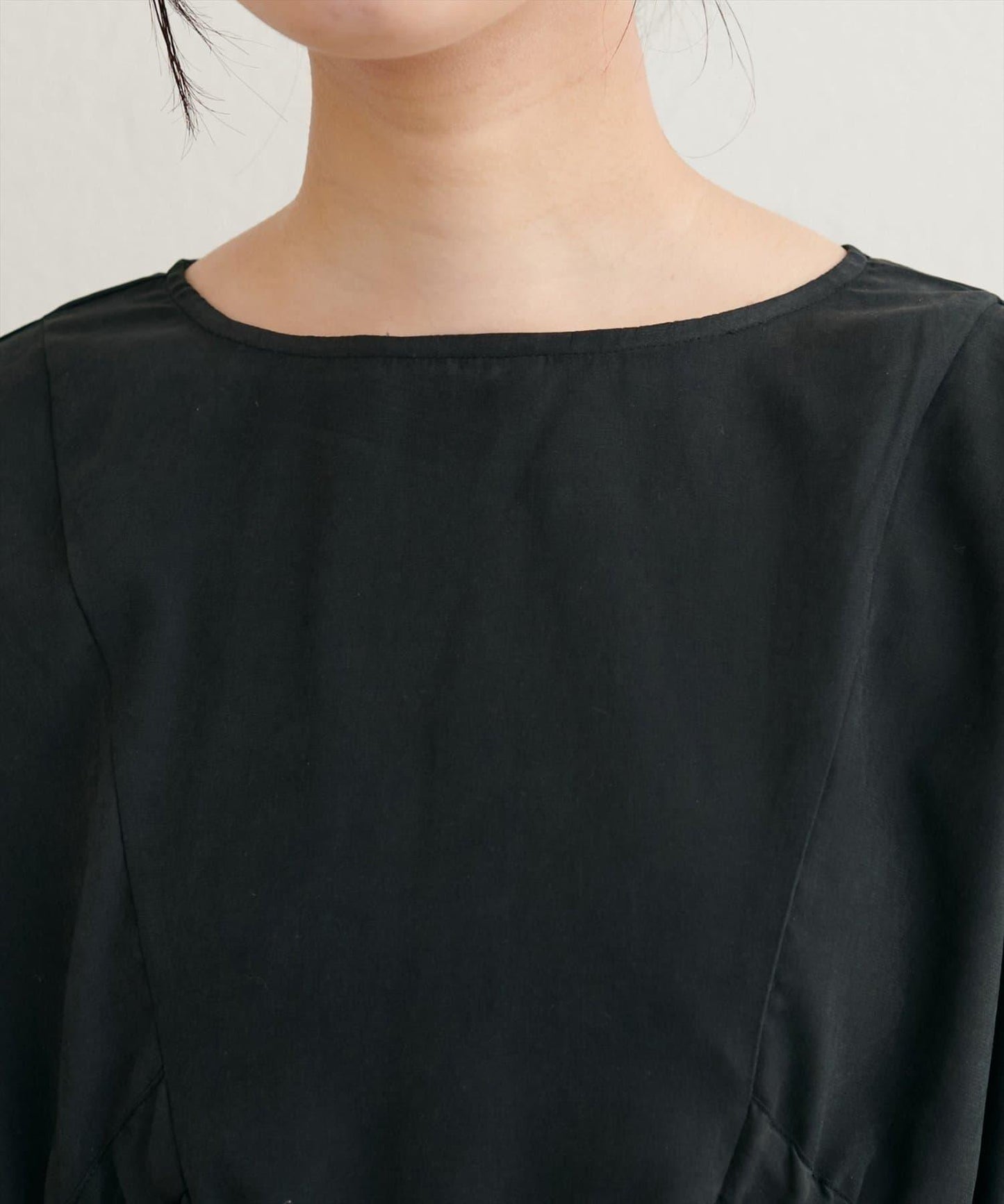 側抽繩七分袖襯衫