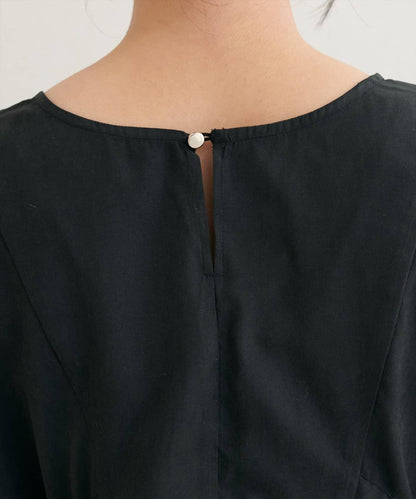 側抽繩七分袖襯衫