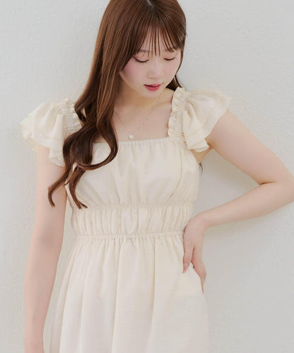 【RMAF】褶皺荷葉邊收腰連衣裙