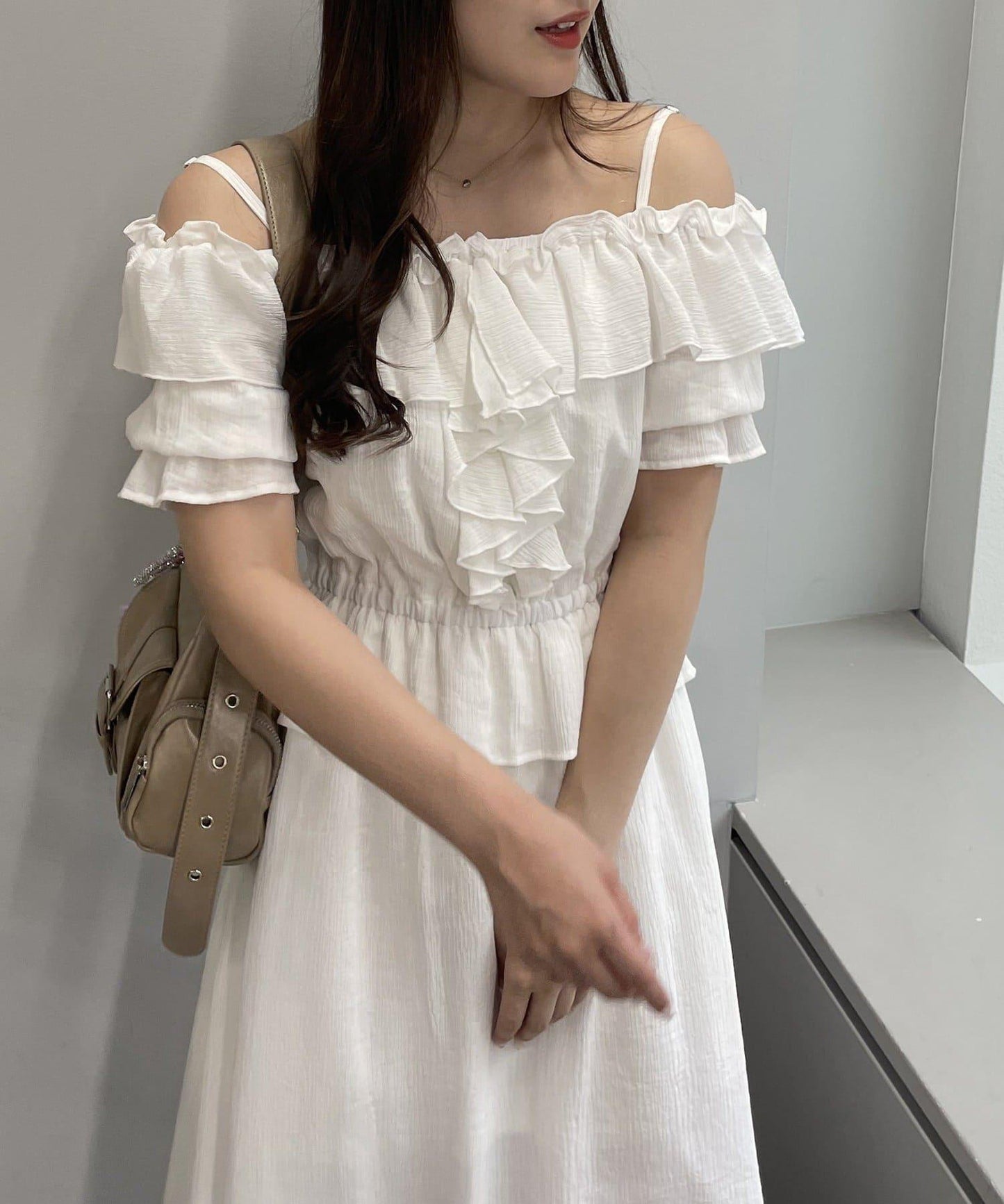 2WAY荷葉邊短裙連衣裙