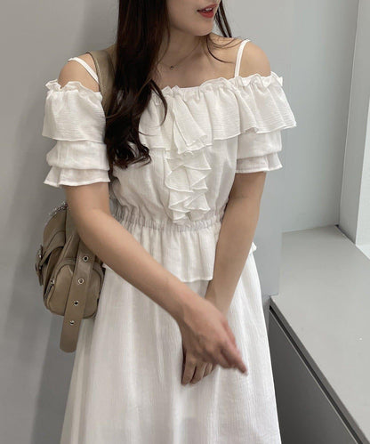 2WAY荷葉邊短裙連衣裙