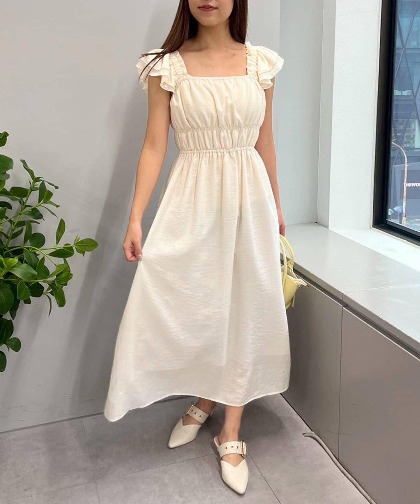 【RMAF】褶皺荷葉邊收腰連衣裙