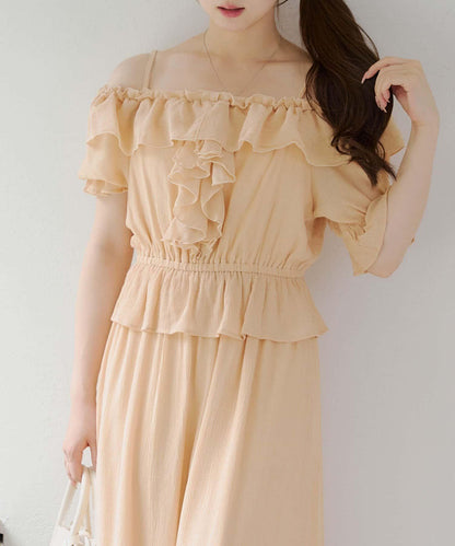 2WAY荷葉邊短裙連衣裙