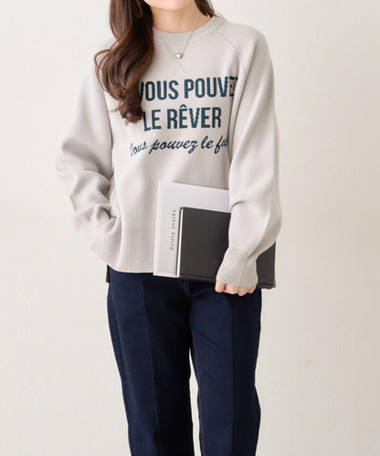 拼色LOGO衛衣風針織套頭衫