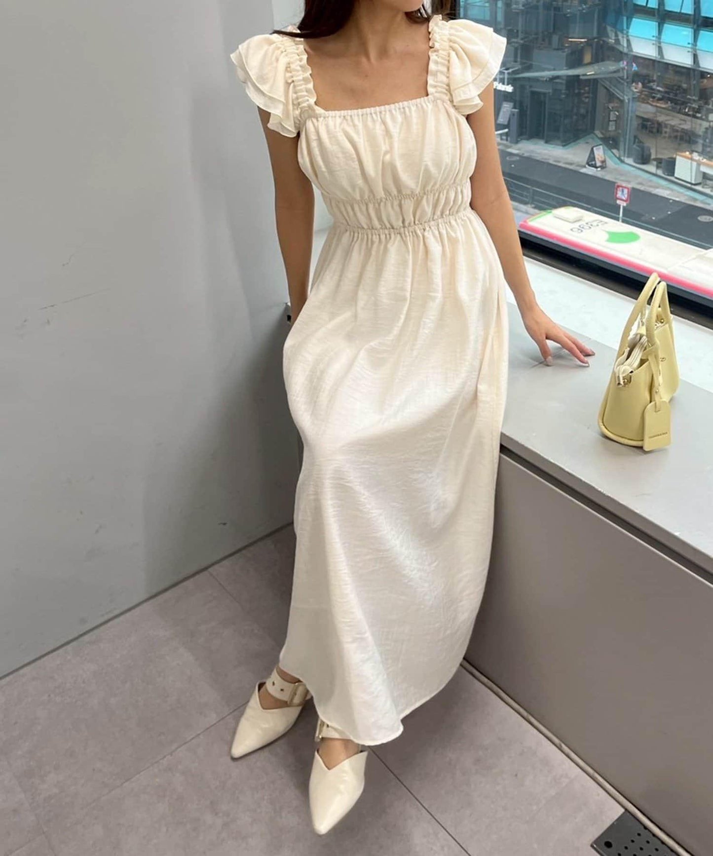 【RMAF】褶皺荷葉邊收腰連衣裙