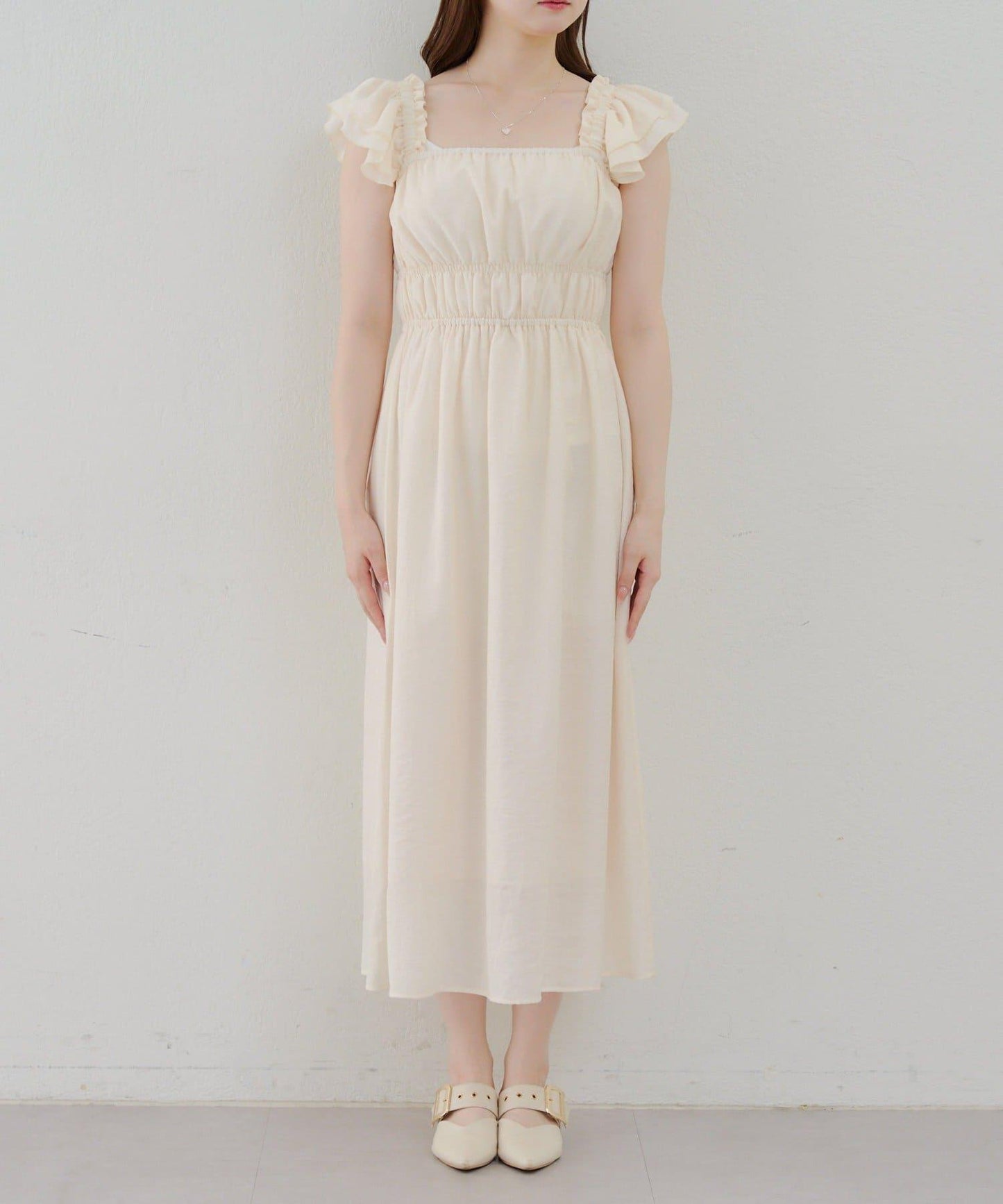 【RMAF】褶皺荷葉邊收腰連衣裙