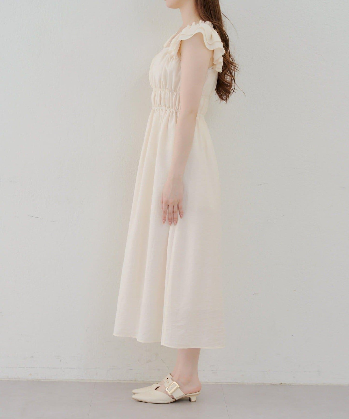 【RMAF】褶皺荷葉邊收腰連衣裙