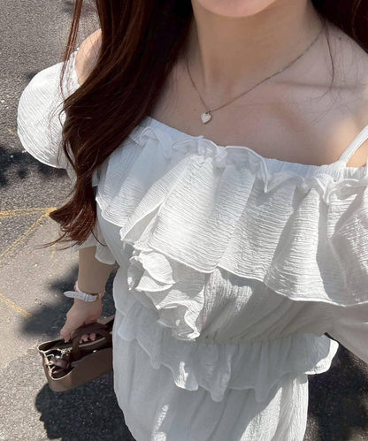 2WAY荷葉邊短裙連衣裙