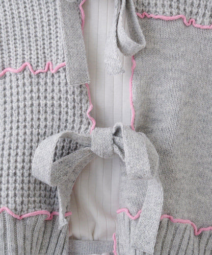 ★【HELLO.SANFRANCISCO/ハローサンフランシスコ】拼色荷葉邊拼接連帽開衫