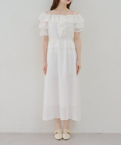 2WAY荷葉邊短裙連衣裙