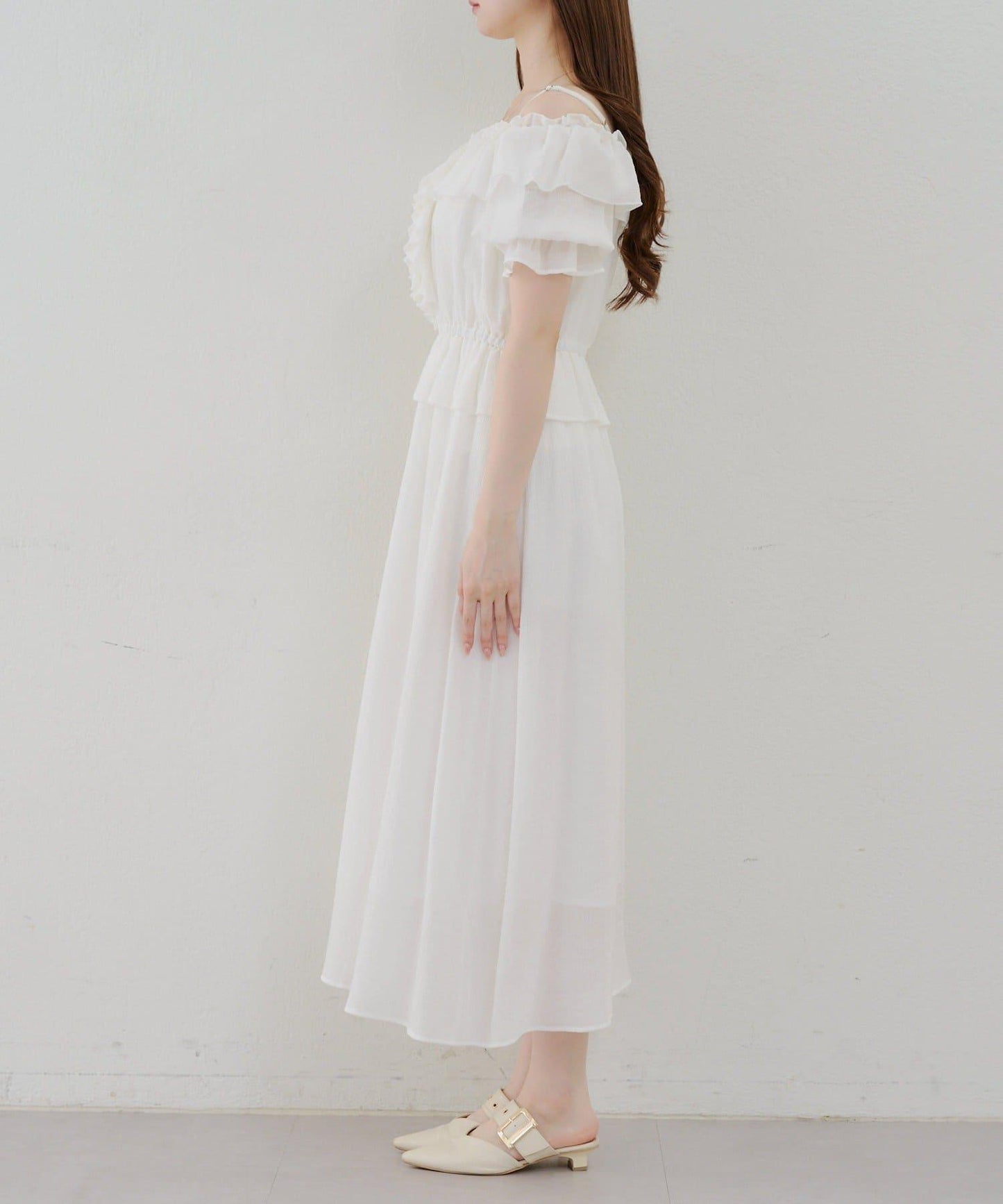 2WAY荷葉邊短裙連衣裙