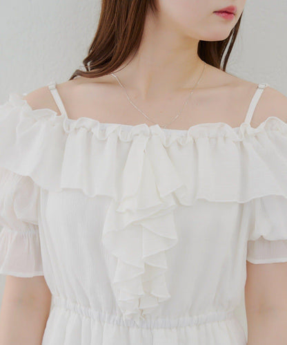 2WAY荷葉邊短裙連衣裙