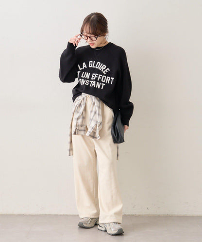 拼色LOGO衛衣風針織套頭衫