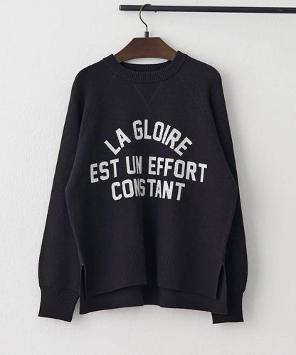 拼色LOGO衛衣風針織套頭衫