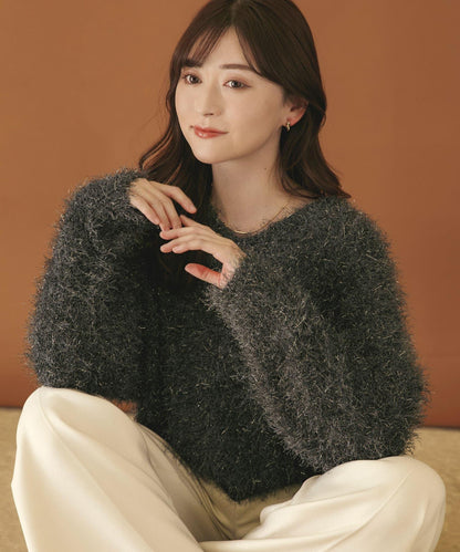 V領亮絲流蘇毛衣