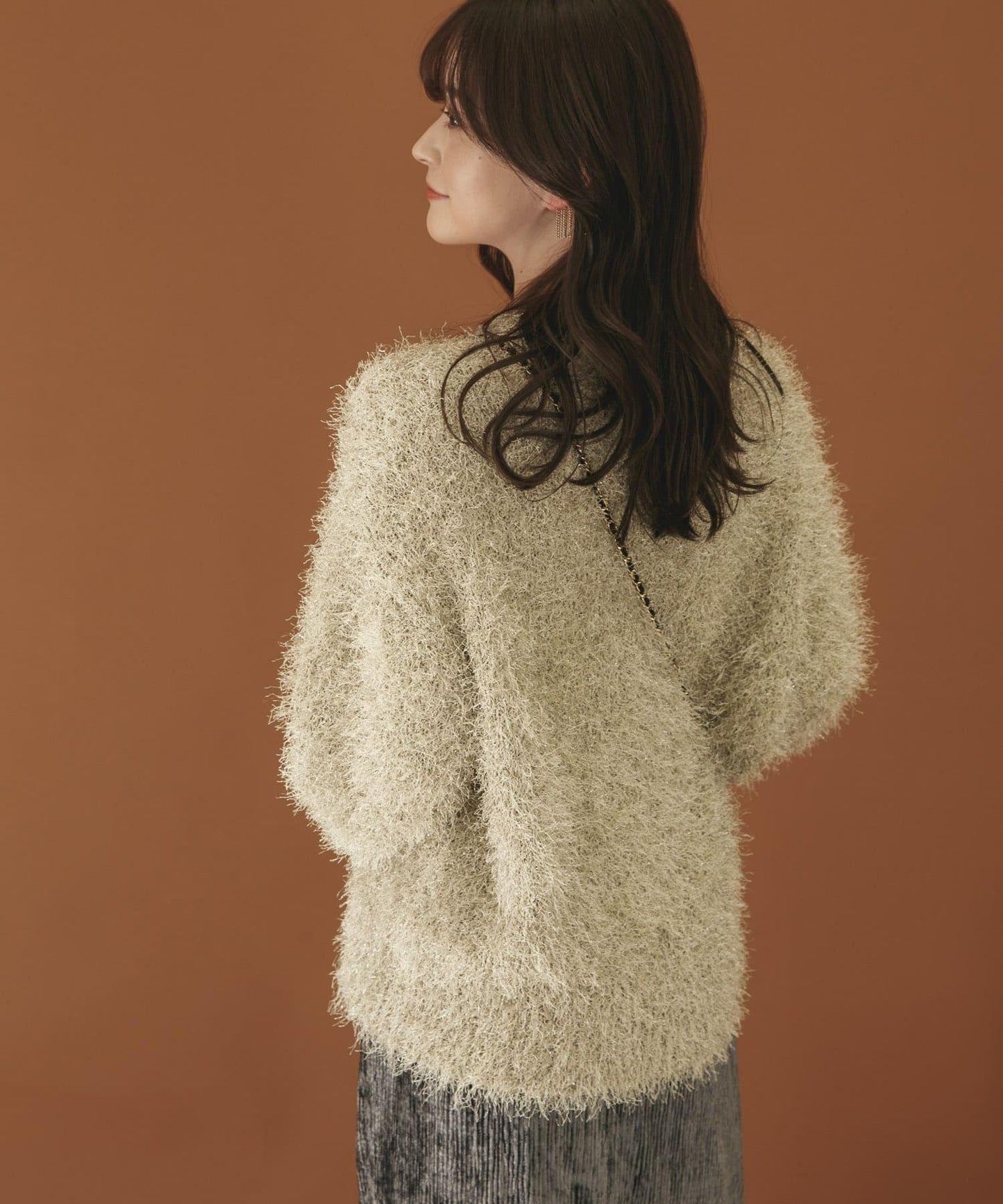 V領亮絲流蘇毛衣