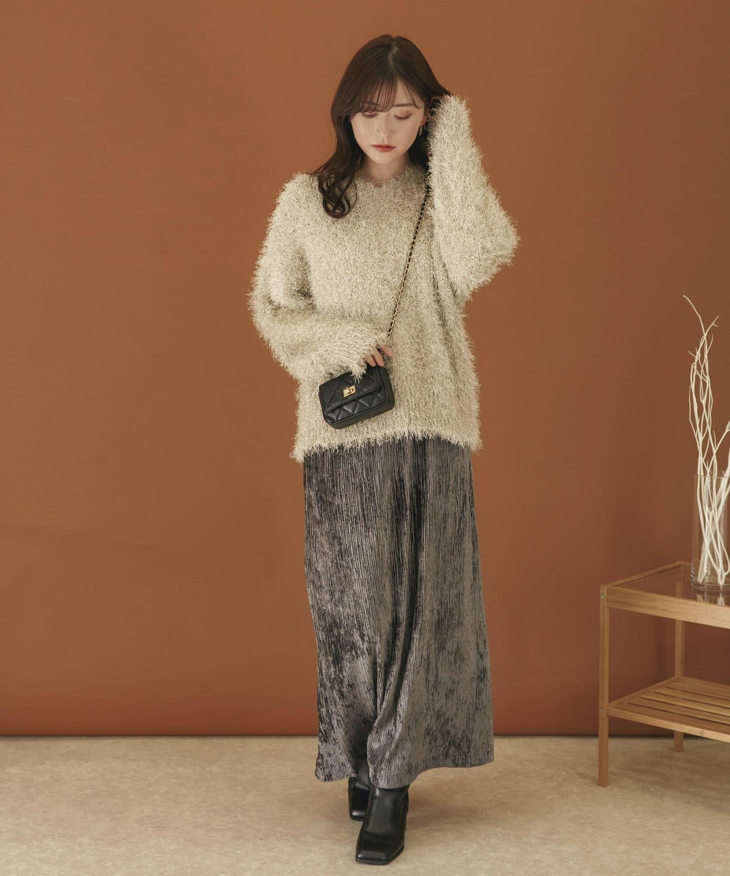 V領亮絲流蘇毛衣