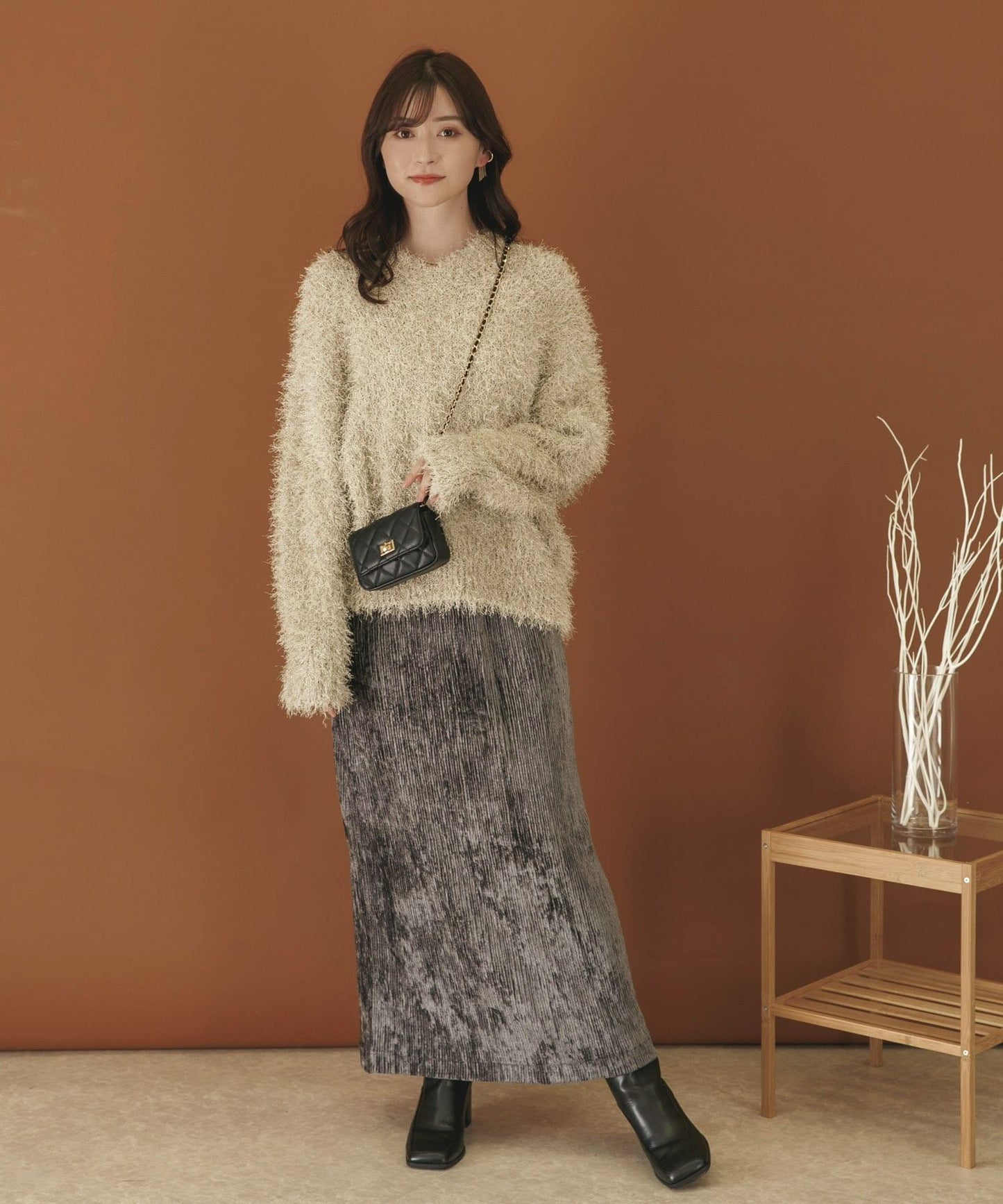 V領亮絲流蘇毛衣