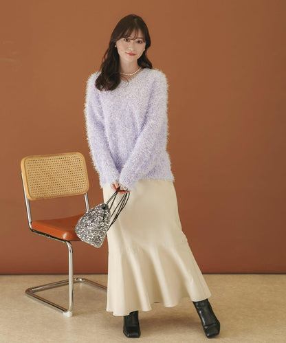 V領亮絲流蘇毛衣