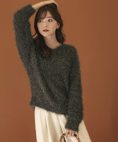 V領亮絲流蘇毛衣