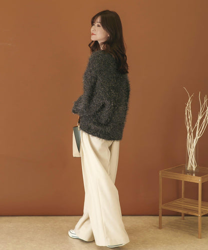 V領亮絲流蘇毛衣