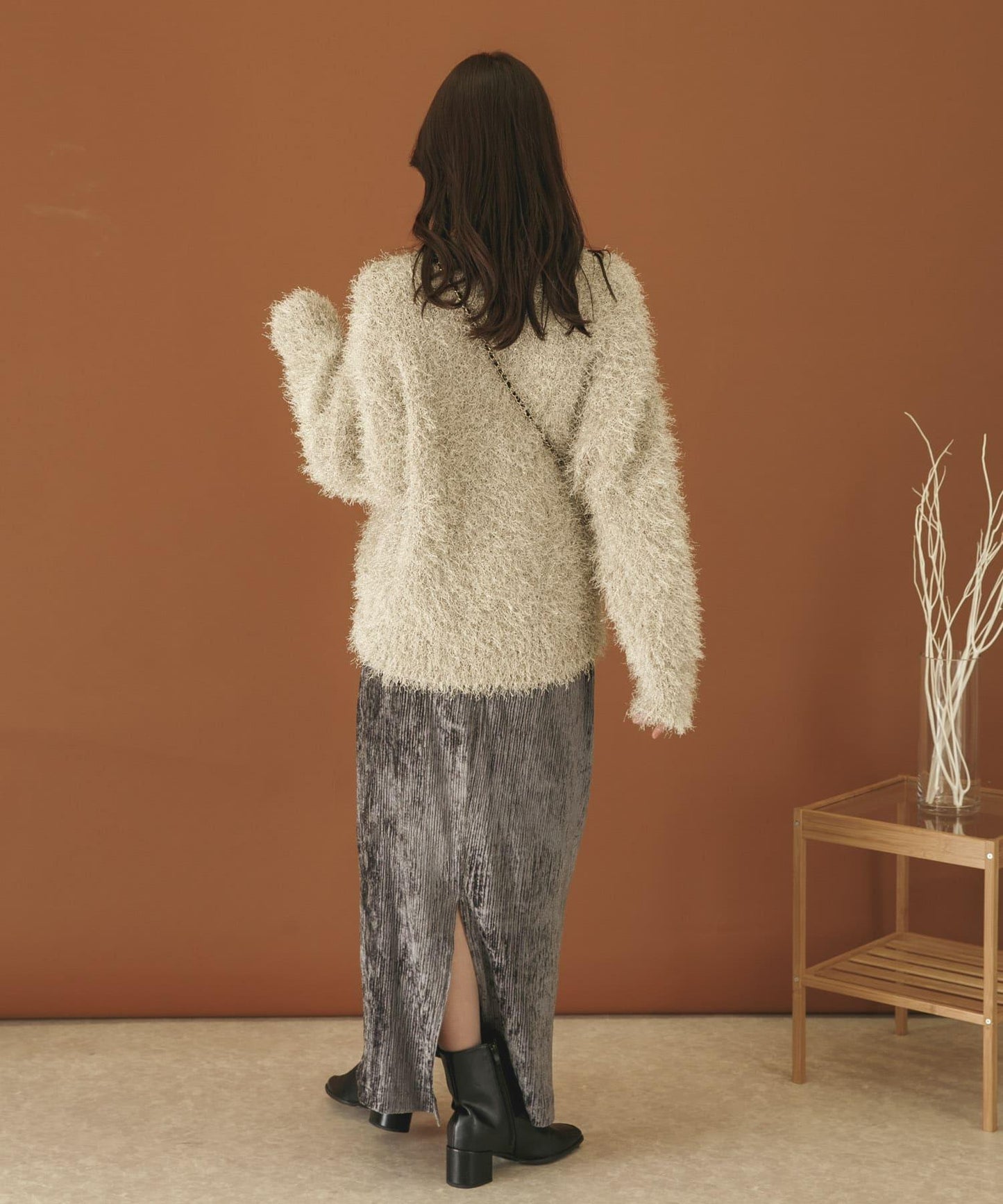 V領亮絲流蘇毛衣