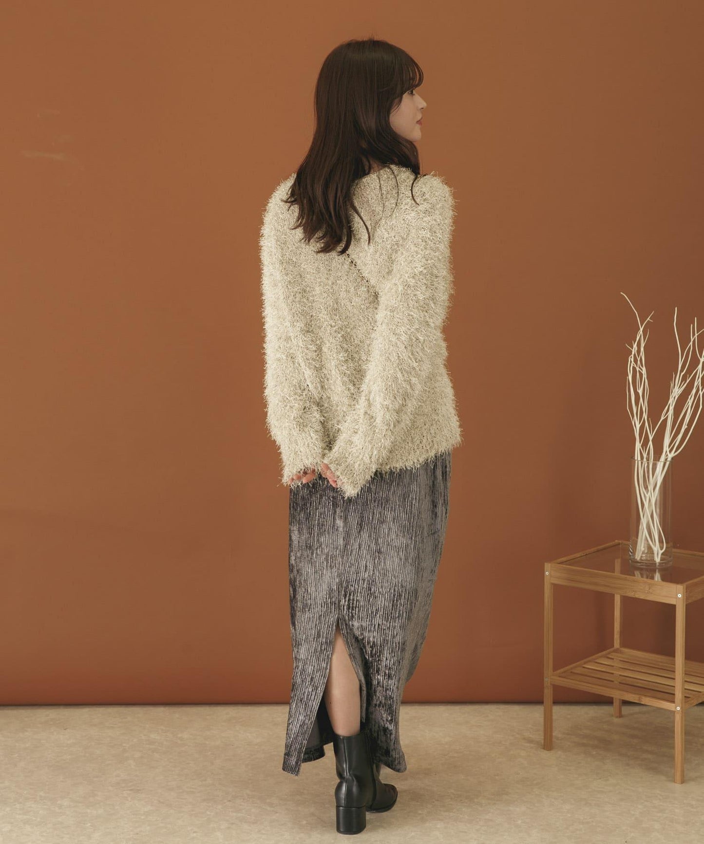 V領亮絲流蘇毛衣