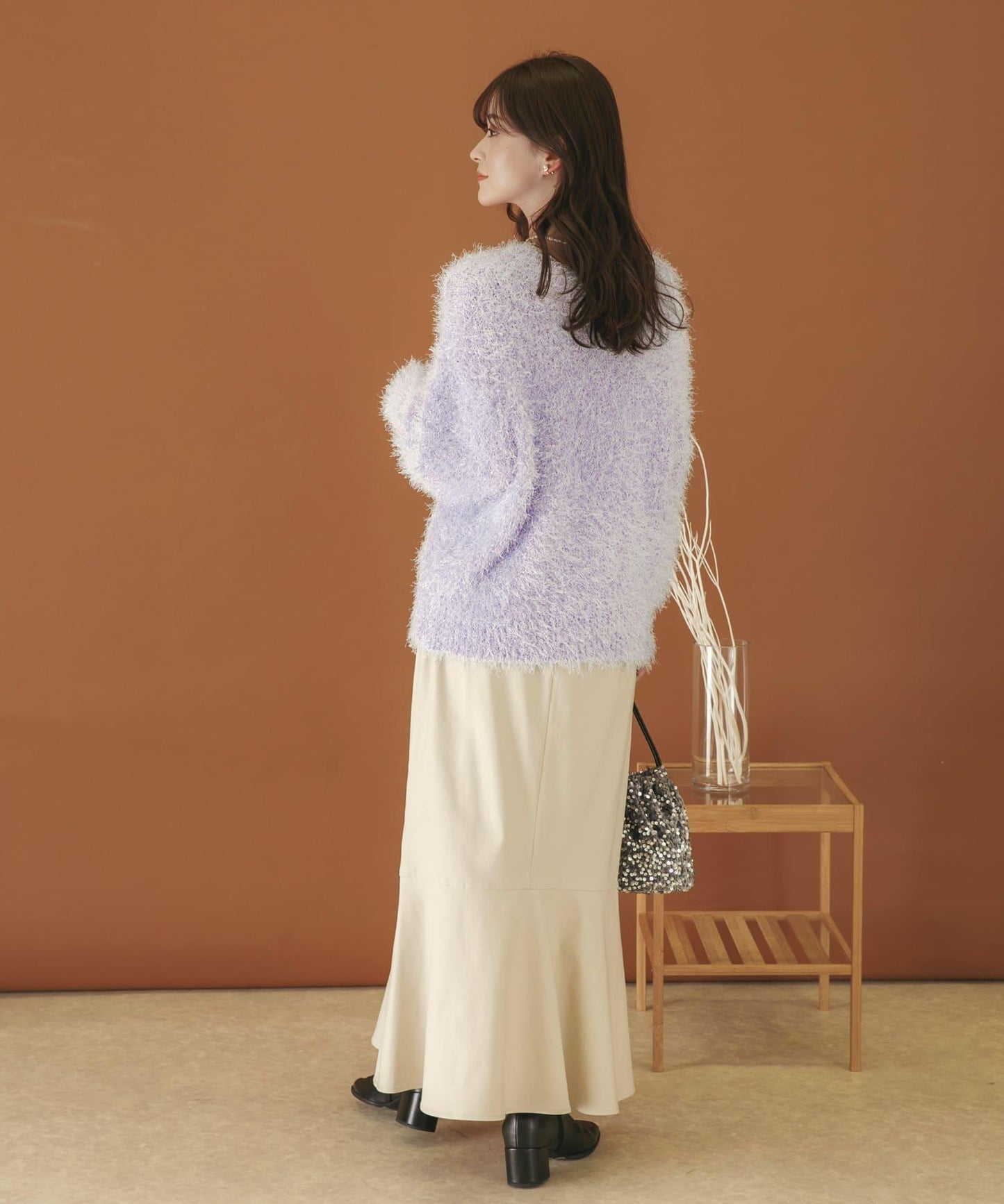 V領亮絲流蘇毛衣