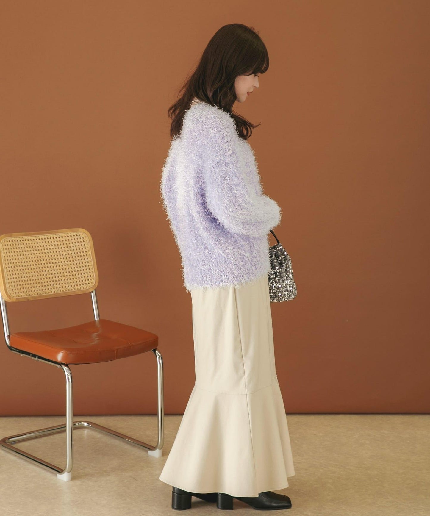 V領亮絲流蘇毛衣