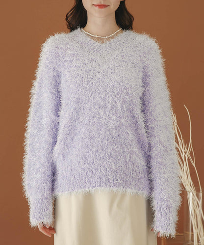 V領亮絲流蘇毛衣