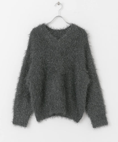 V領亮絲流蘇毛衣