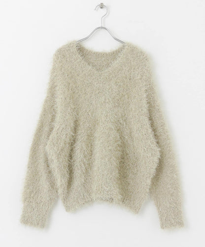 V領亮絲流蘇毛衣