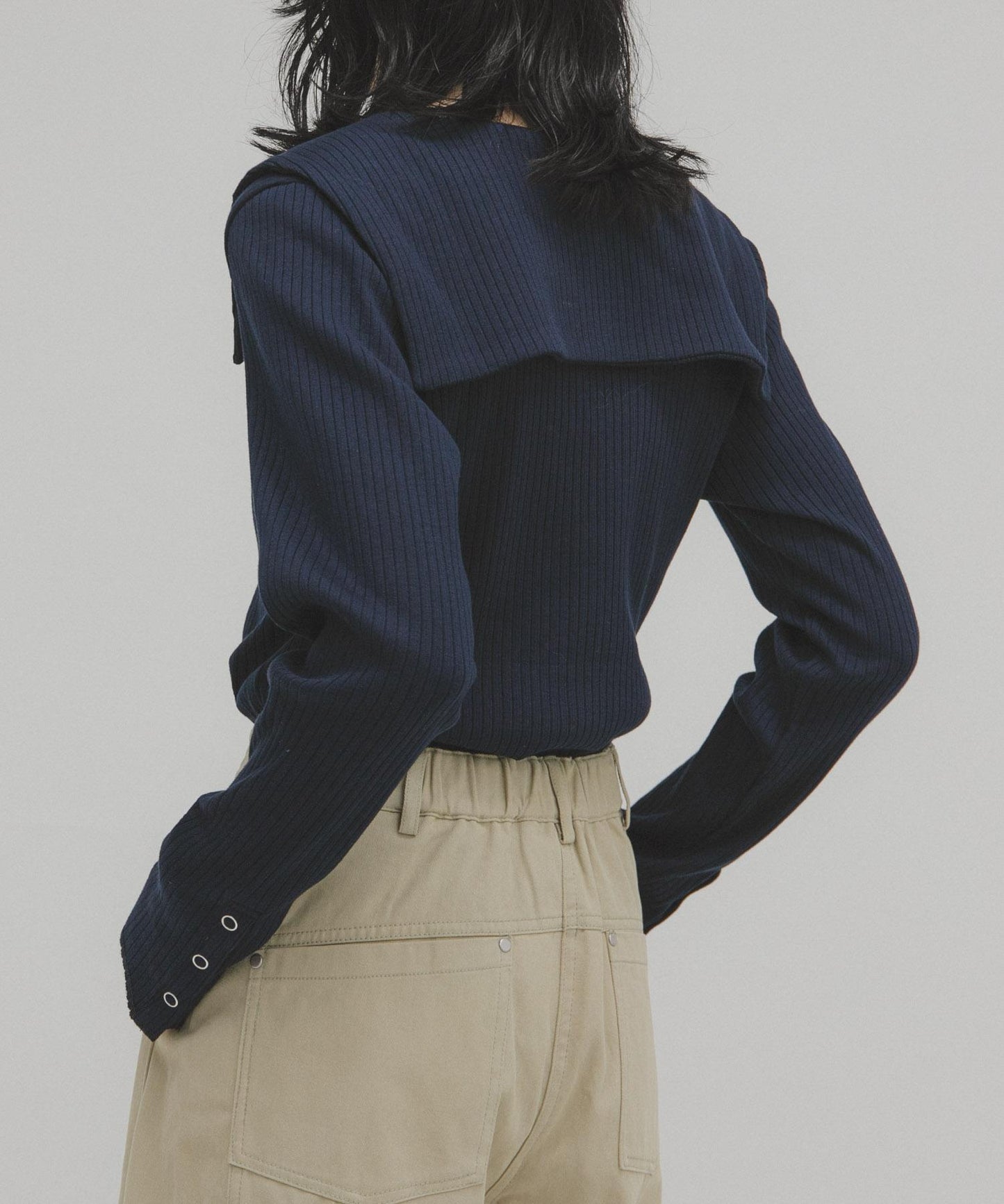 水手領羅紋針織上衣