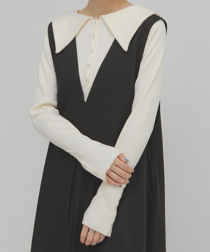 水手領羅紋針織上衣