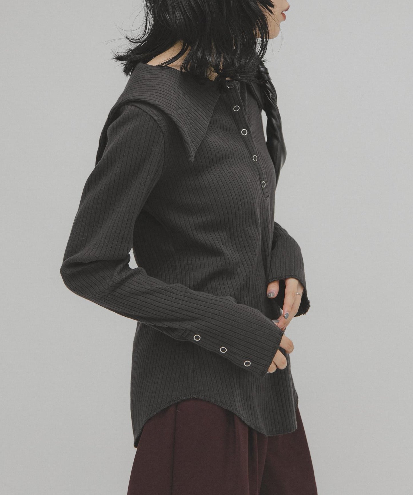 水手領羅紋針織上衣