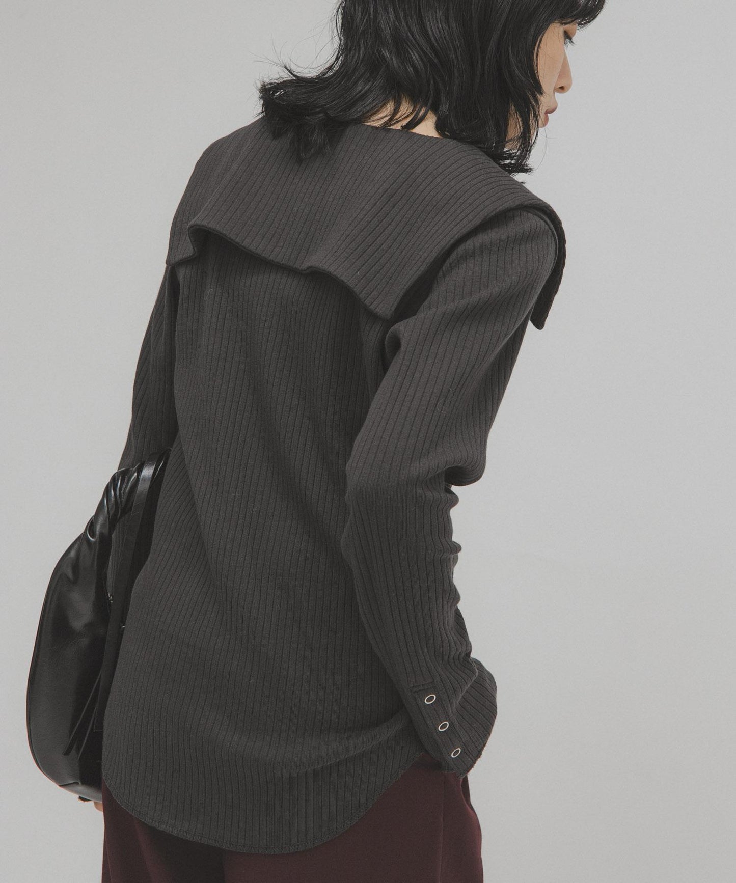 水手領羅紋針織上衣