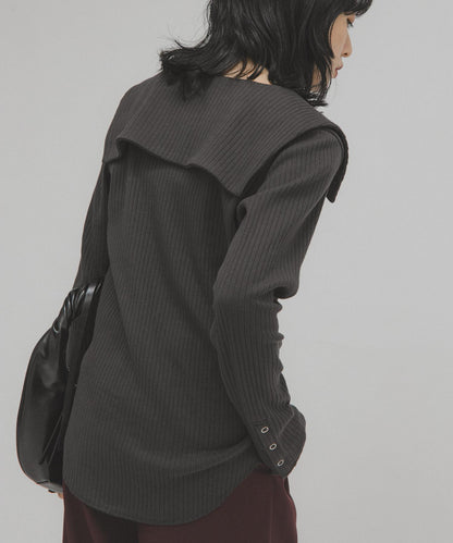 水手領羅紋針織上衣