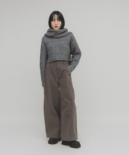 MIX拼色短款針織衫