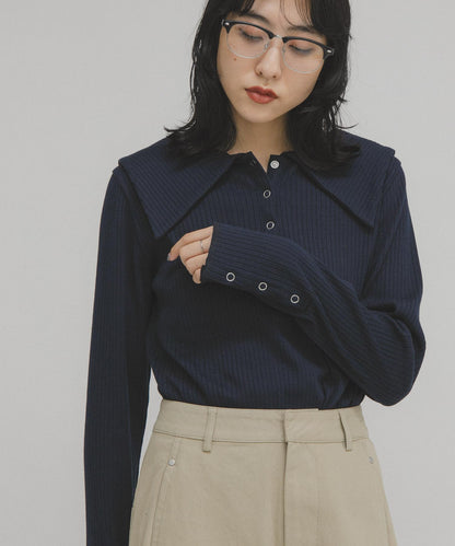 水手領羅紋針織上衣