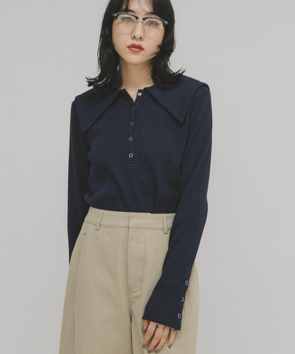 水手領羅紋針織上衣